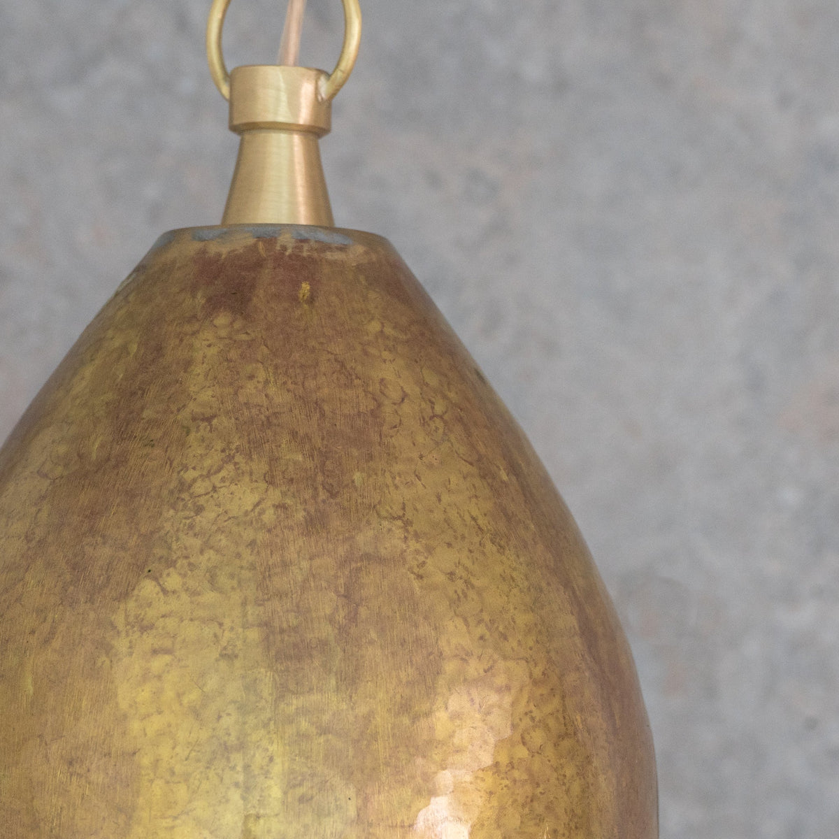 Hand-Forged Brass Teardrop Pendant Light - Organic Tapered Moroccan Hanging Lamp