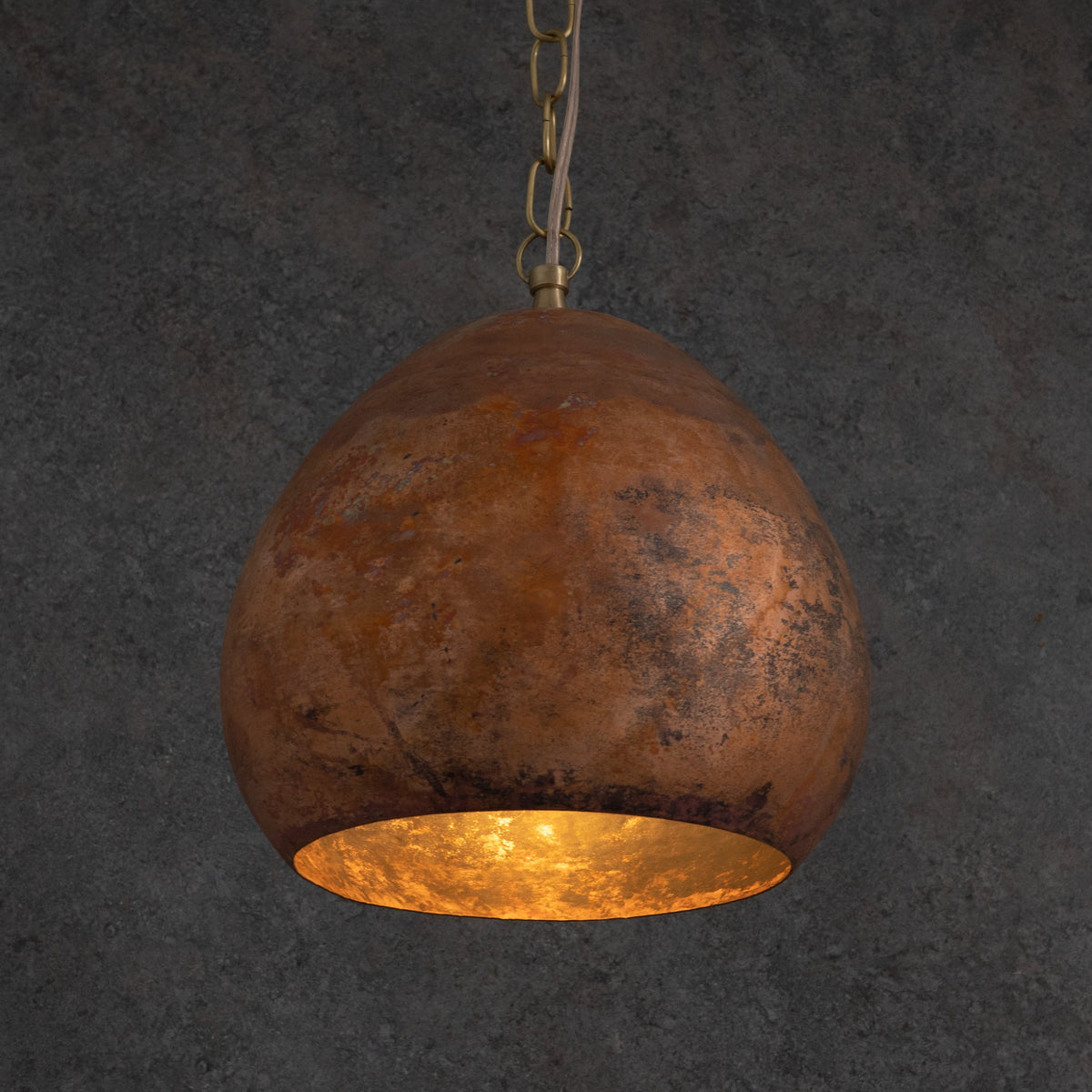 Oxidized Copper Teardrop Pendant | Handcrafted Moroccan Lamp