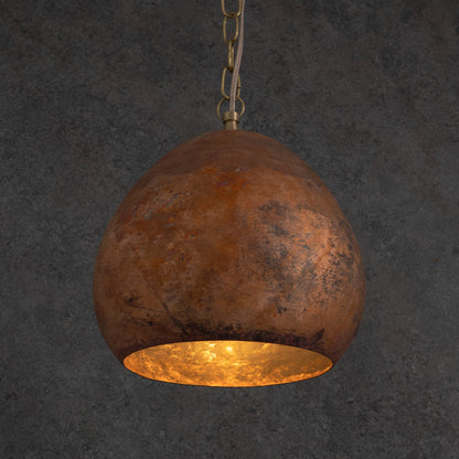 Oxidized Copper Teardrop Pendant | Handcrafted Moroccan Lamp