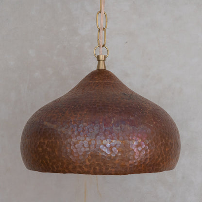 Copper Hammered Dome Pendant – Handcrafted Industrial Moroccan Hanging Light