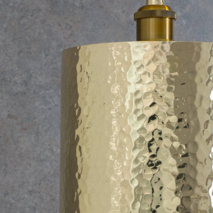 Handcrafted Hammered Brass Cylinder Pendant Light | Modern Tube Lamp