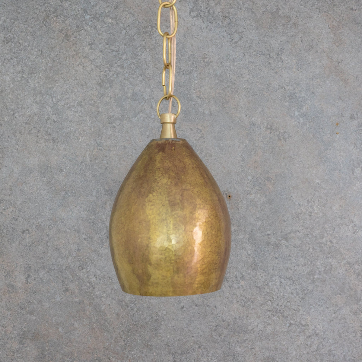 Hand-Forged Brass Teardrop Pendant Light - Organic Tapered Moroccan Hanging Lamp