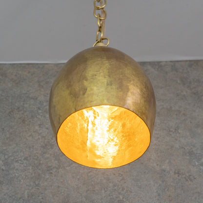 Hand-Forged Brass Teardrop Pendant Light - Organic Tapered Moroccan Hanging Lamp
