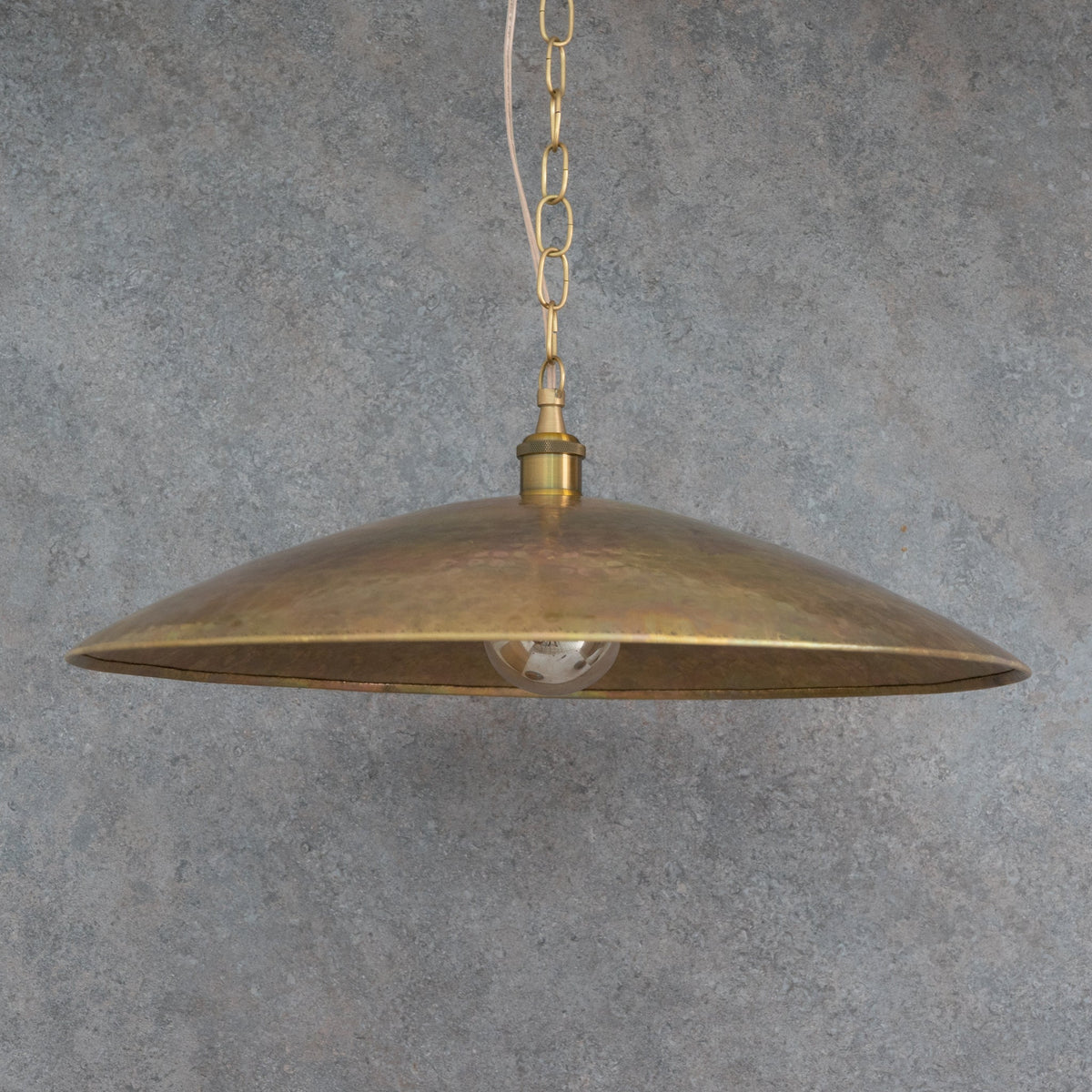 Wide Brass Island Light | Shallow Dome Dining Pendant