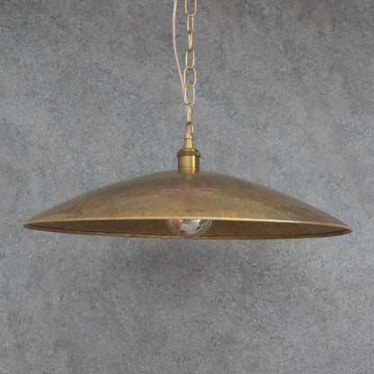 Wide Brass Island Light | Shallow Dome Dining Pendant