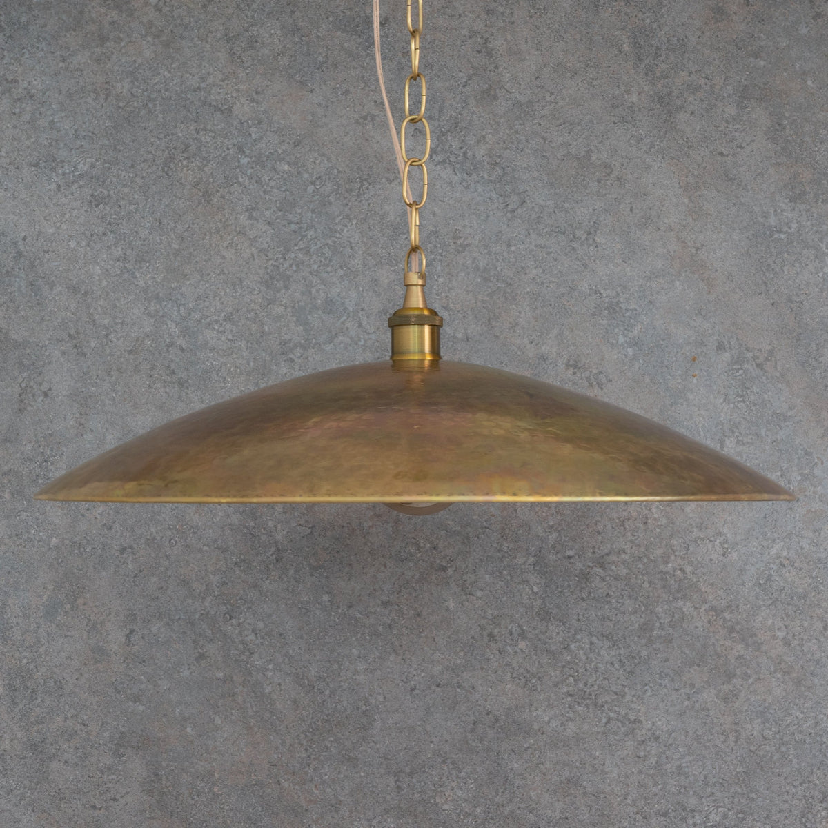 Wide Brass Island Light | Shallow Dome Dining Pendant