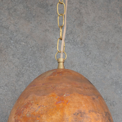 Oxidized Copper Teardrop Pendant | Handcrafted Moroccan Lamp