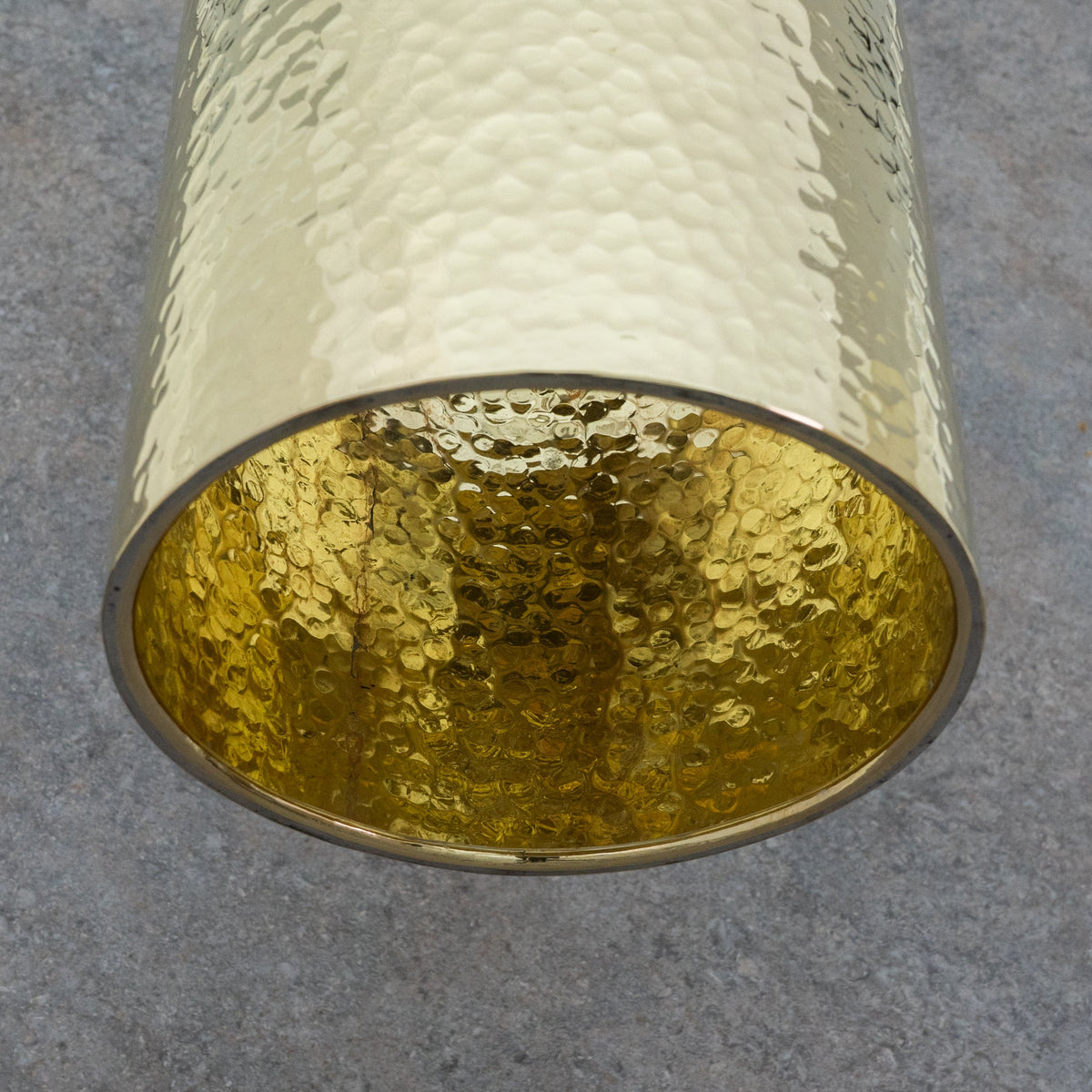 Handcrafted Hammered Brass Cylinder Pendant Light | Modern Tube Lamp
