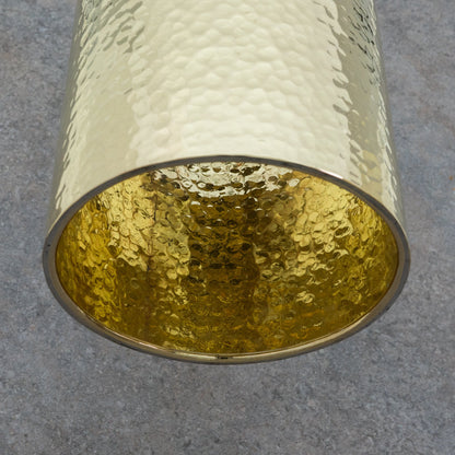 Handcrafted Hammered Brass Cylinder Pendant Light | Modern Tube Lamp