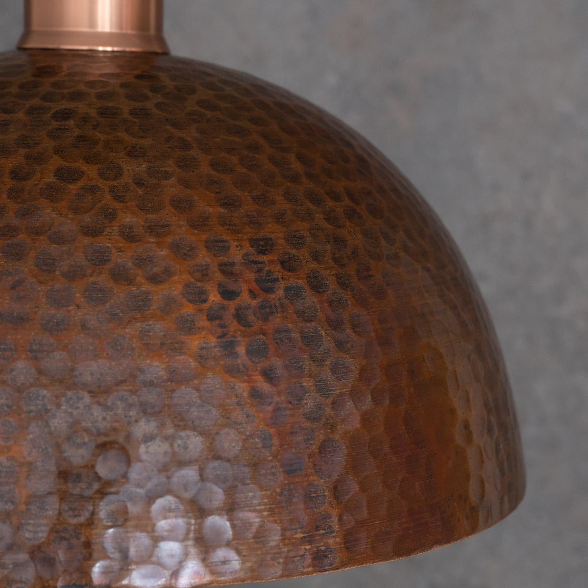 Textured Antique Copper Dome Pendant - Hand-Hammered Moroccan Industrial Hanging Light
