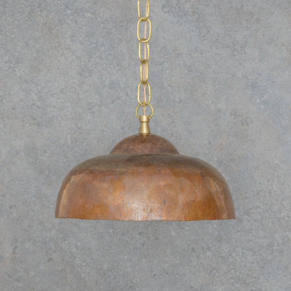 Tiered Copper Dome: Solid Hand-Forged Artisan Lighting with Aged Patina Finish