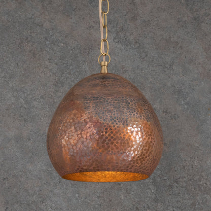 Hand-Hammered Solid Copper Teardrop Pendant Light - Moroccan Brass Fixture for Kitchen Islands & Dining Rooms