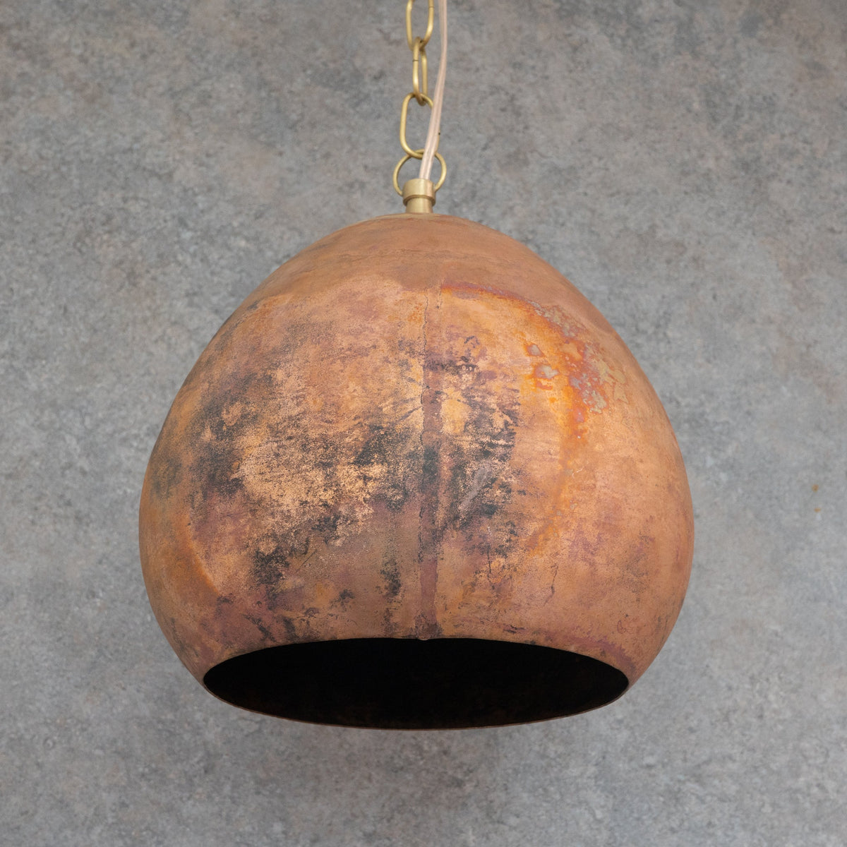 Oxidized Copper Teardrop Pendant | Handcrafted Moroccan Lamp