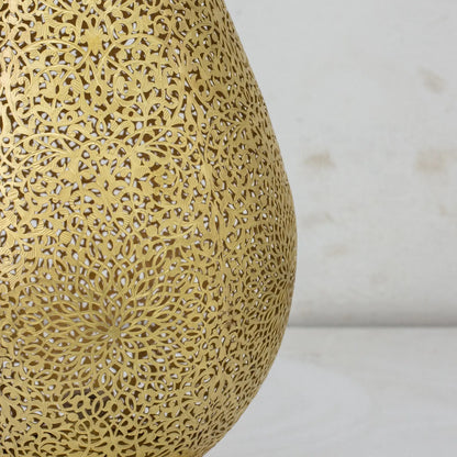 Unlacquered Brass Table Light, Perforated Base Light, Pierced Table Lighting