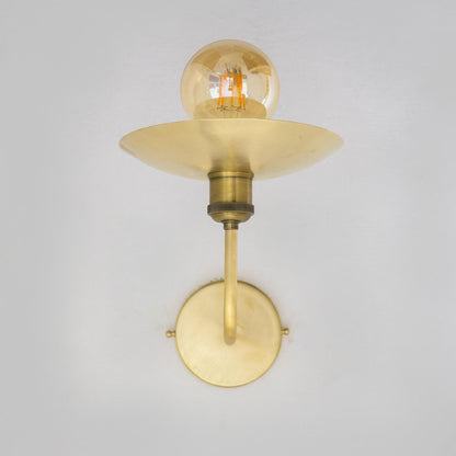 Powder Room Brass Sconce, Brushed Brass Wall Lamp, Wall Lighting Fixture