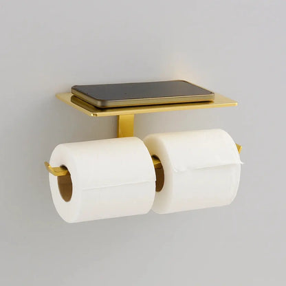 Unlacquered Brass Toilet Paper Holder with Shelf