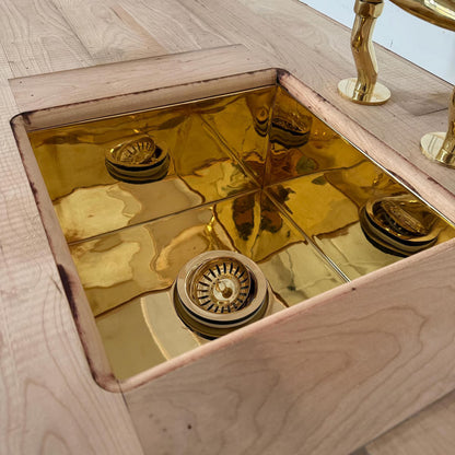 Kitchen Island Solid Brass Sink, Undermount Brass Sink, Outdoor Bar Sink