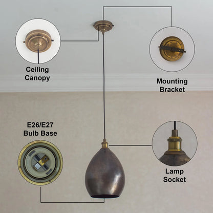Smooth Oil Rubbed Brass Cone Pendant Light, Kitchen Island Ceiling Lamp