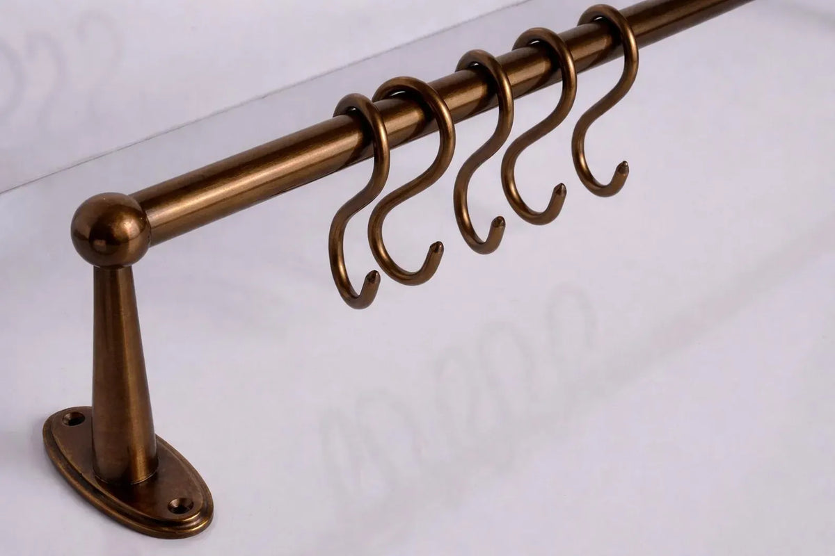 Solid Brass Bronze Pot Rack with S- Hooks