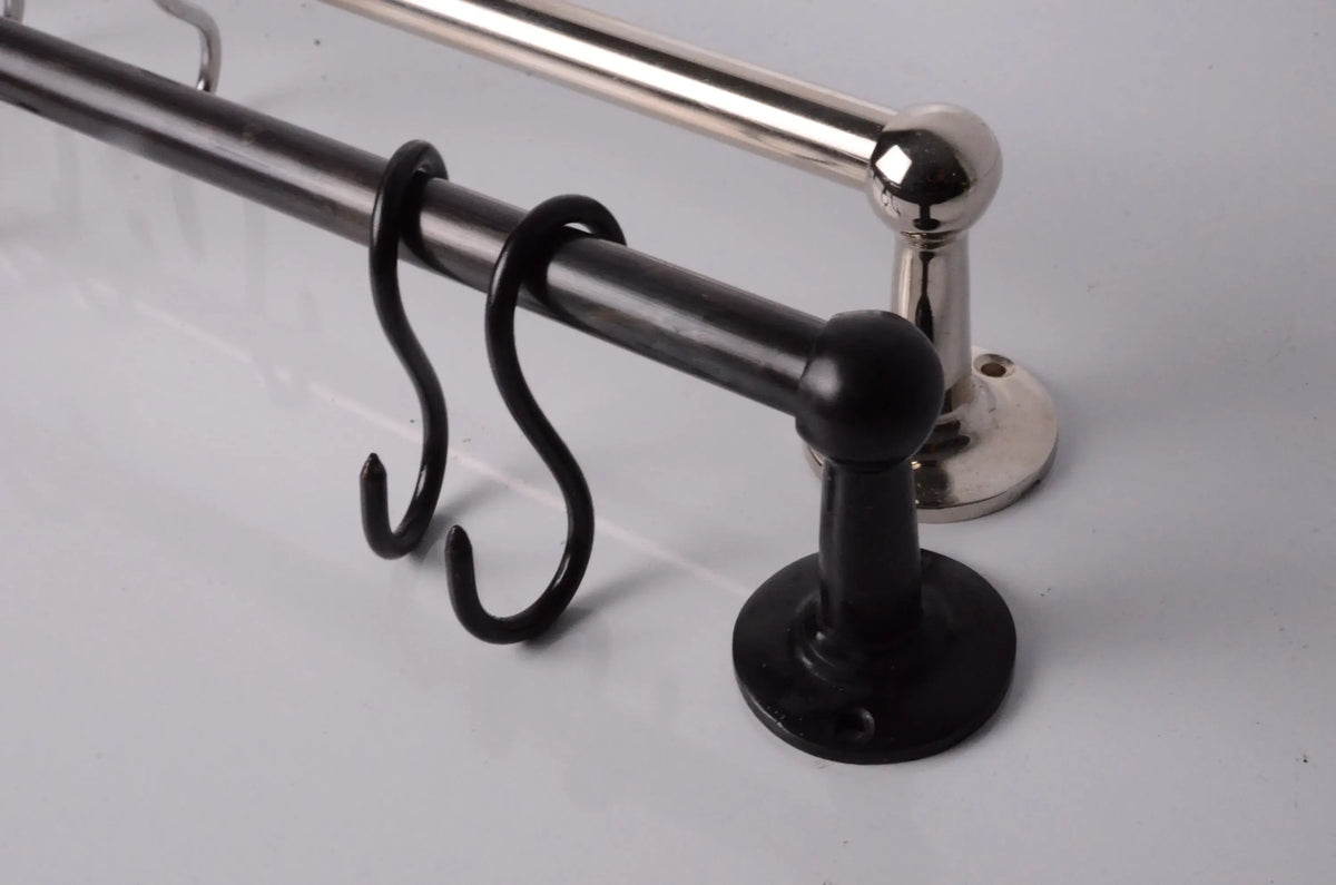 Kitchen Hanging Pot Rack, Nickel Finish, Dark Bronze Finish