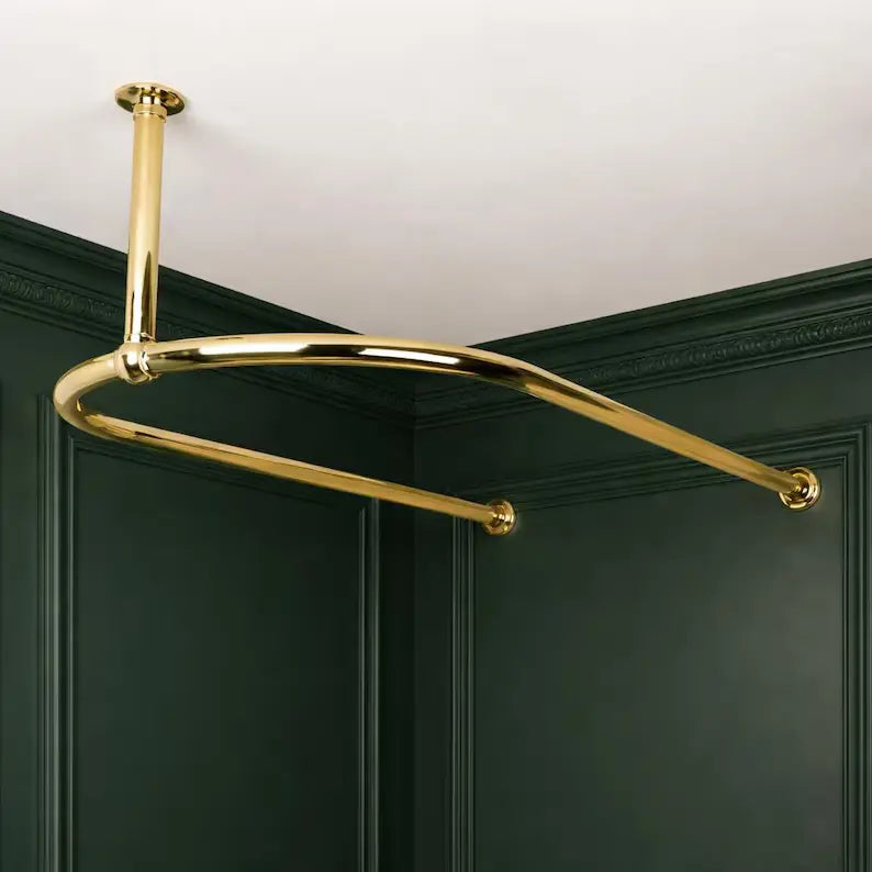 Brass U-Shaped Shower Curtain Rod, 30 mm Solid Brass