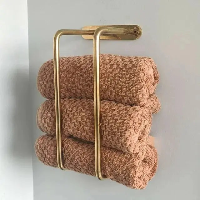 Unlacquered Brass Towels Rack: Vertical Bathroom Organizer