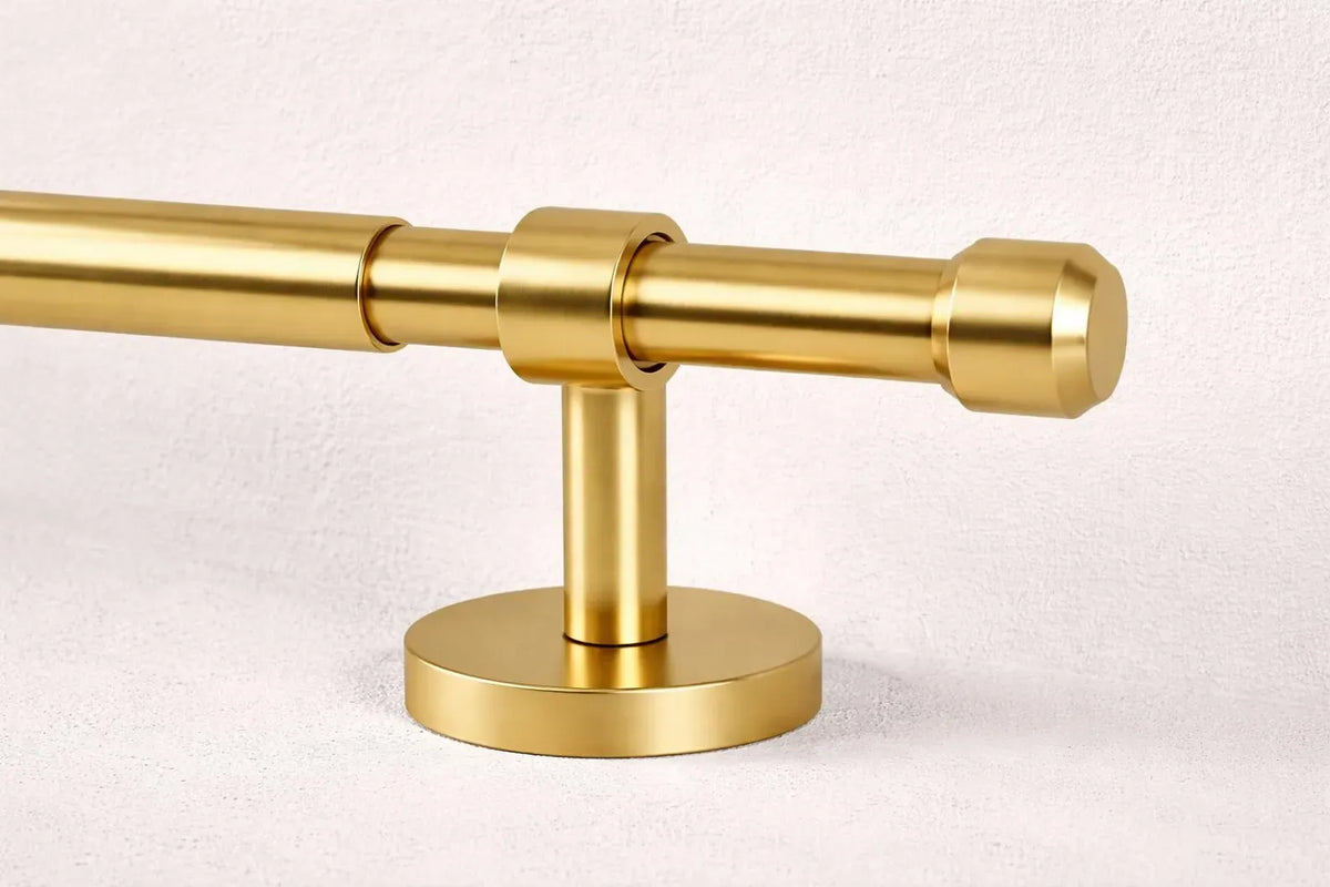 Unlacquered Brass Curtain Rod , Hidden Screw Brackets