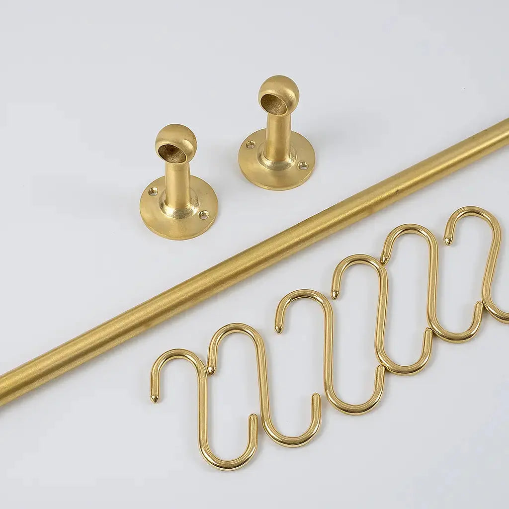 Unlacquered Brass Pot Rack, Solid Brass Kitchen Pot Rail