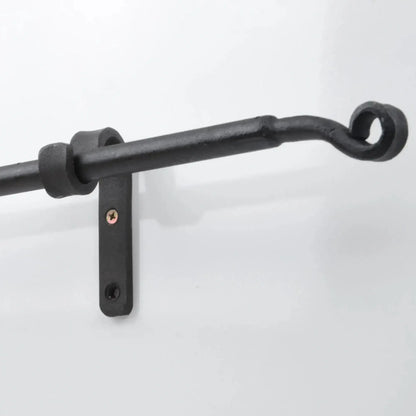 Wrought Iron Curtain Rod With Finials And Wall Supports, Wide Curtain Rods, DDP Express Shipping