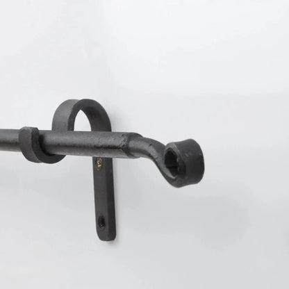 Wrought Iron Curtain Rod With Finials And Wall Supports, Wide Curtain Rods, DDP Express Shipping