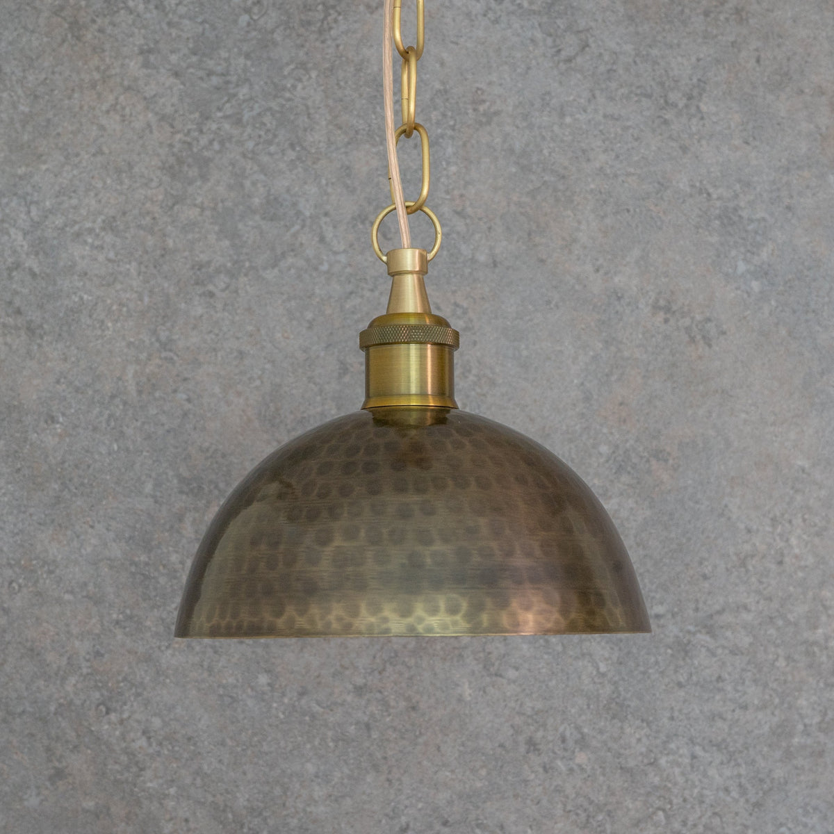 Antique Bronze Hammered Dome Pendant Light - Artisan Patina Finish