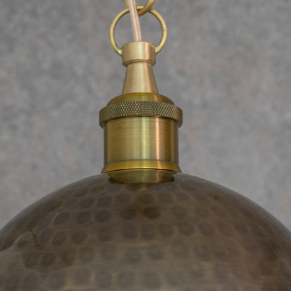 Antique Bronze Hammered Dome Pendant Light - Artisan Patina Finish