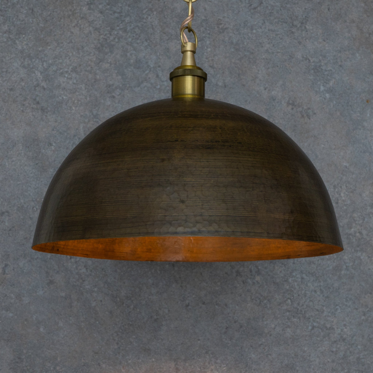 Antique Bronze Soft-Hammered Dome Pendant Light | Dark Oil-Rubbed Finish