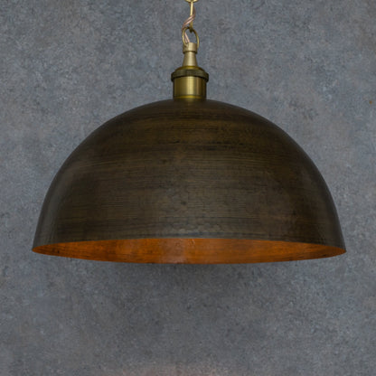 Antique Bronze Soft-Hammered Dome Pendant Light | Dark Oil-Rubbed Finish