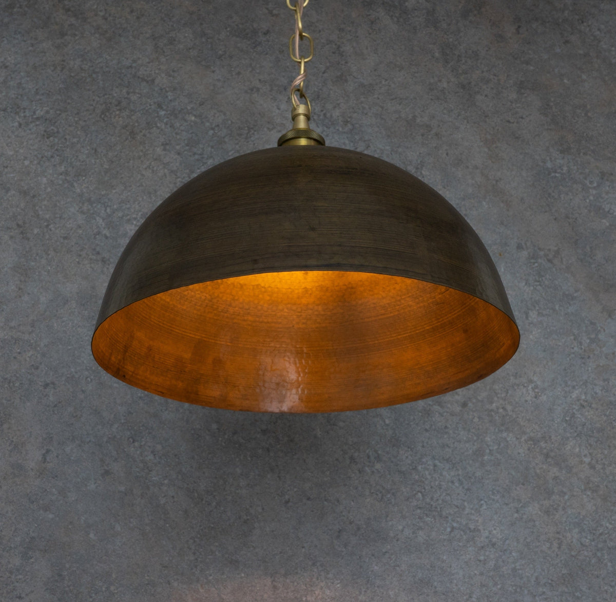 Antique Bronze Soft-Hammered Dome Pendant Light | Dark Oil-Rubbed Finish
