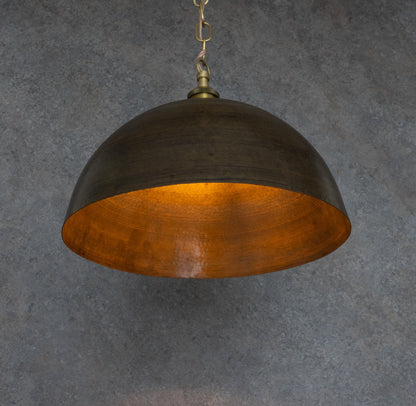 Antique Bronze Soft-Hammered Dome Pendant Light | Dark Oil-Rubbed Finish