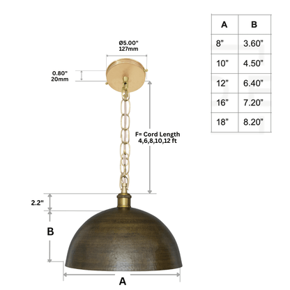 Antique Bronze Soft-Hammered Dome Pendant Light | Dark Oil-Rubbed Finish