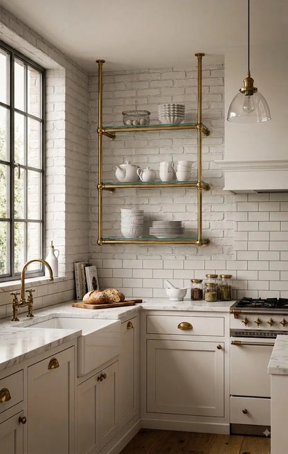 Solid Brass Shelving With Ball Joints, 30" x 50" x 10"