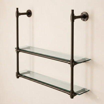 Dark Bronze Solid Brass Bistro Shelving with Glass, 2-Shelf Display Unit – 40″ Wide (Copy)