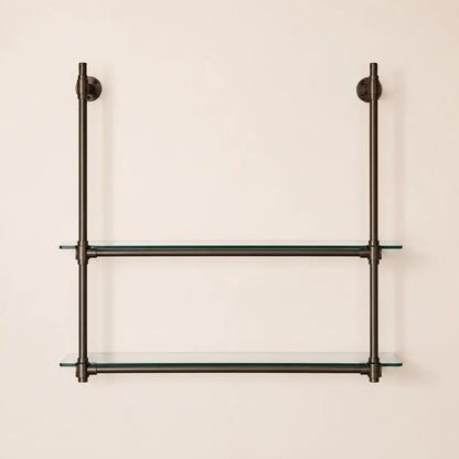 Dark Bronze Solid Brass Bistro Shelving with Glass, 2-Shelf Display Unit – 40″ Wide (Copy)