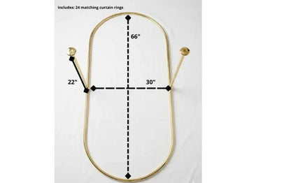 Solid Brass Oval Shower Curtain Rod – 20 mm Diameter with Brass Rings
