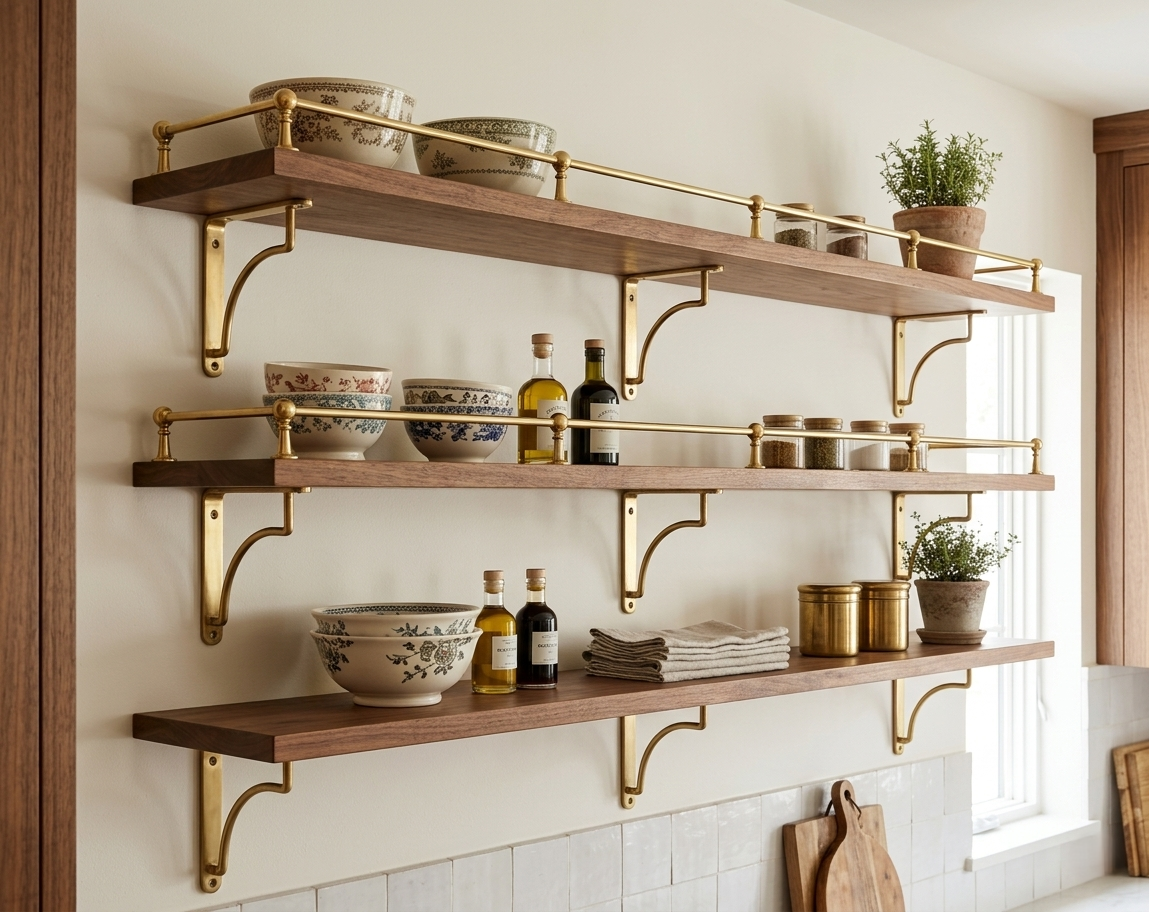 Unlacquered Brass Shelf Bracket | Solid Brass Support For Kitchen & Living Room Shelving