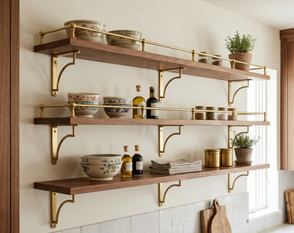 Unlacquered Brass Shelf Bracket | Solid Brass Support For Kitchen & Living Room Shelving