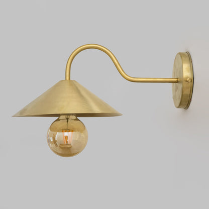Brass Gooseneck Sconce Light | Cone Shade Wall Lamp
