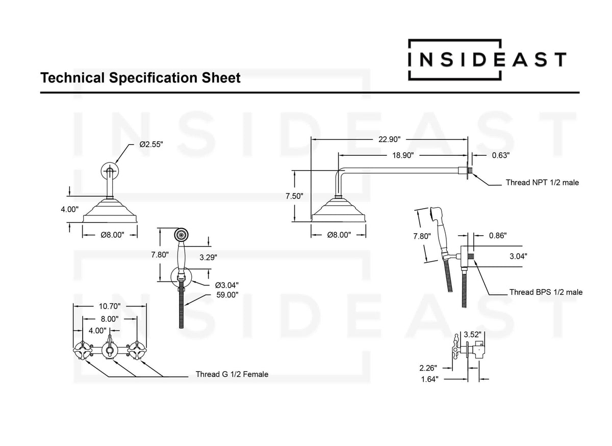 Brass Shower Fixtures – Dual Shower Head