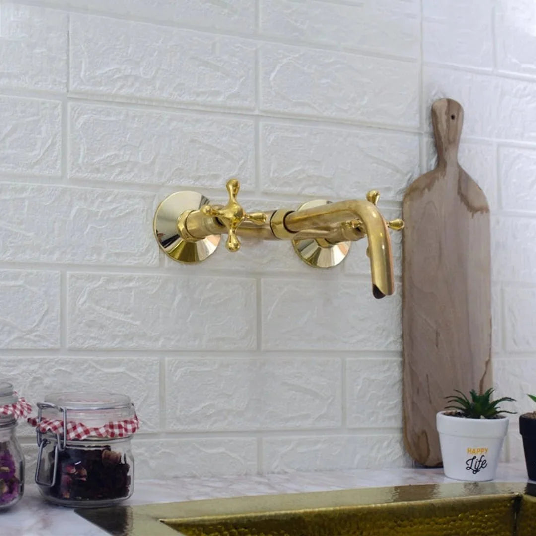 Brass Wall Mount Faucet – Antique Brass Bathroom Faucet