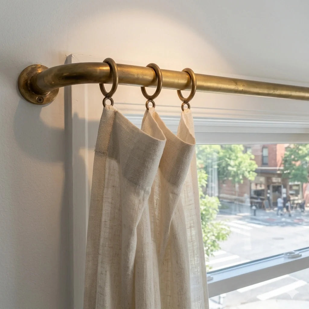 Burnished Brass French Return 20 mm Curtain Rod with Rings