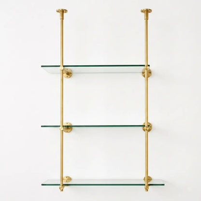 Ceiling And Wall Mounted Shelving, Open Shelving With Glass For Kitchen, 50"H x 35"W × 10"D