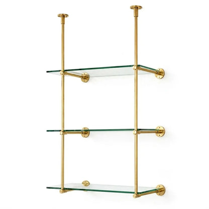 Open Brass Shelving, Ceiling and Wall Mounted Kitchen Shelving 40"H x 30"W × 10"D