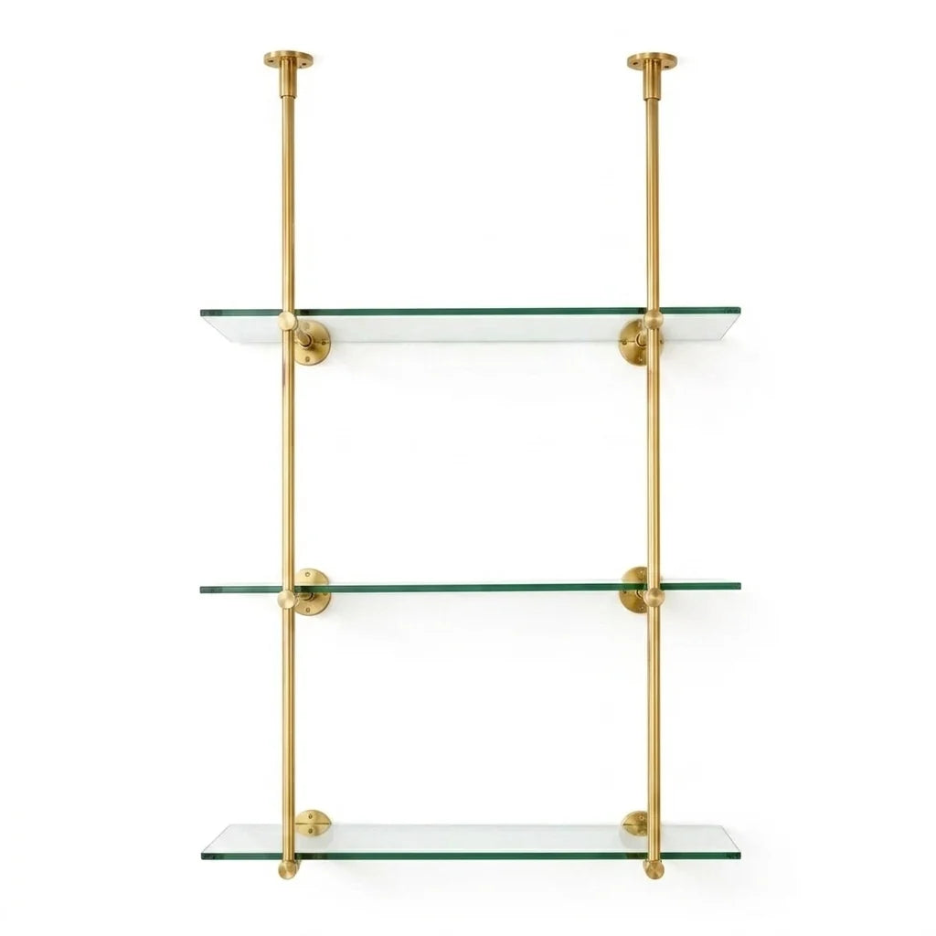 Open Brass Shelving, Ceiling and Wall Mounted Kitchen Shelving 40"H x 30"W × 10"D